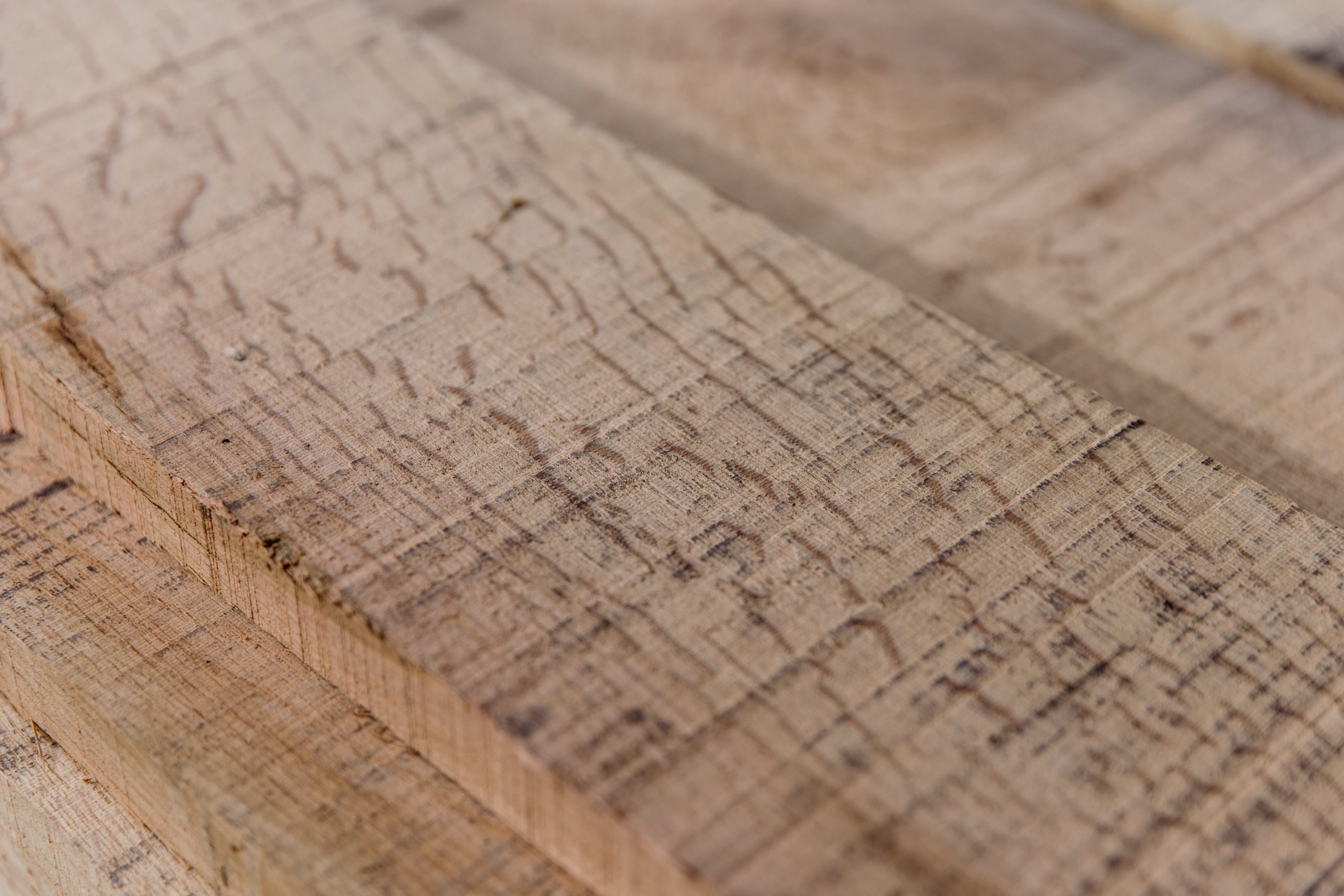 Close-up of hardwood grain and figure